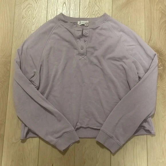 Yoga Jeans Active Cropped Henley Sweatshirt, sz M - Picture 4 of 10